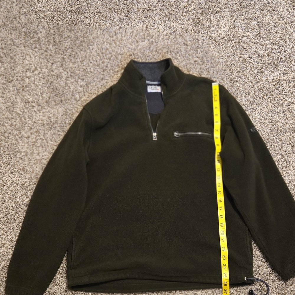 Izod Men's Zip Up Sweater in Dark Olive - Picture 4 of 14